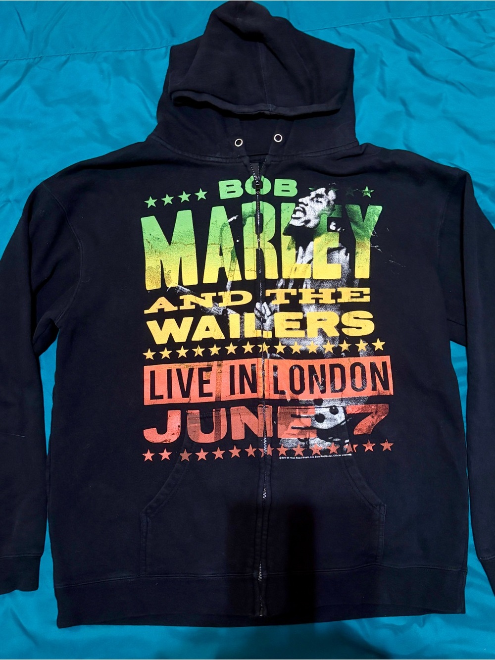 NWOT Zion Rootswear Bob Marley Live In London Zip Up Hoodie size - Men’s 2X